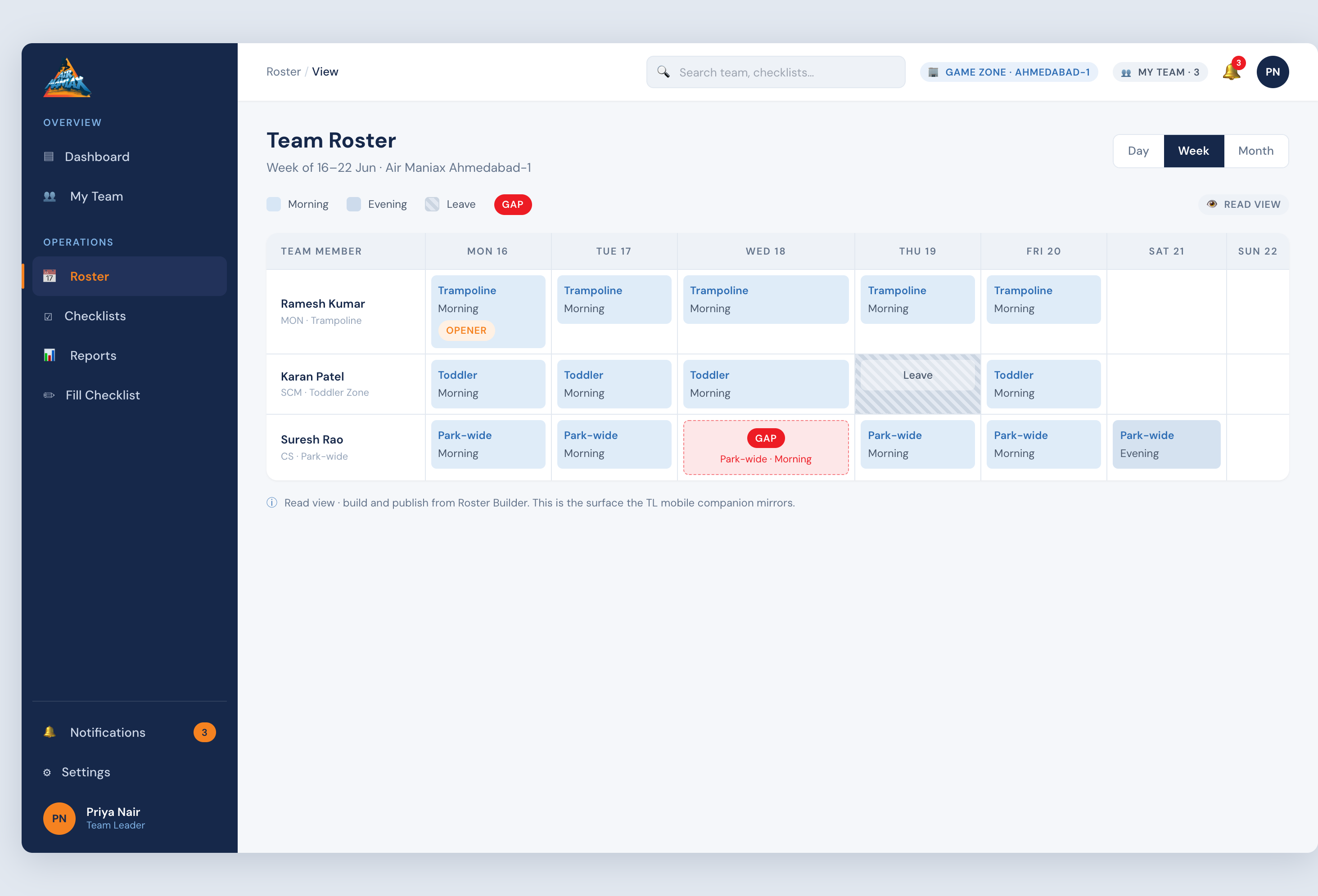 Roster View